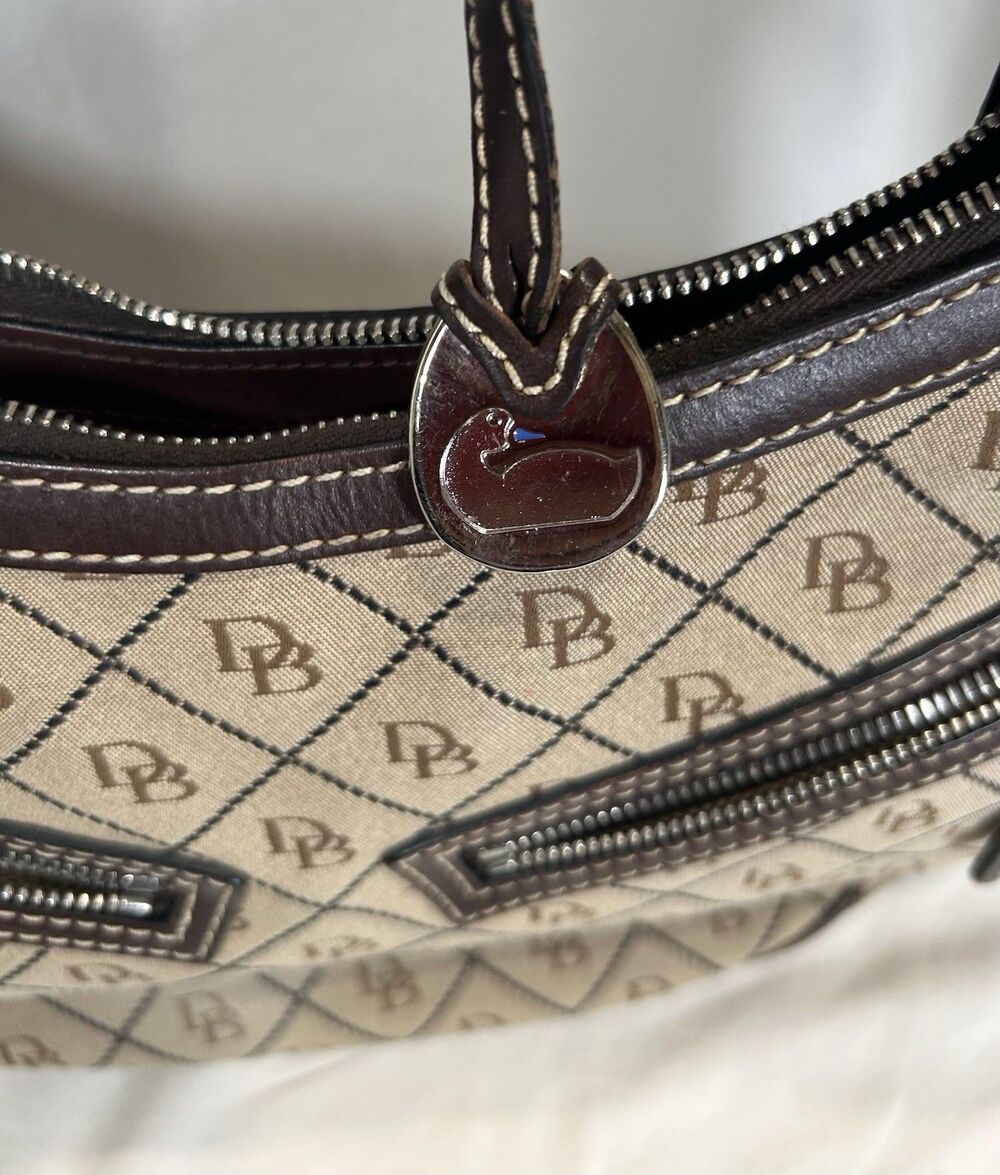 Dooney and Dourke Vintage Signature DB Canvas Hobo Bag - Picture 3 of 15